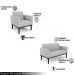 Conjunto 2 Poltronas e 1 Namoradeira Decorativa Isabella Pés Fixo em Madeira Preto Linho Cinza G19 - Gran Belo
