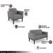 Conjunto 2 Poltronas e 1 Namoradeira Decorativa Isabella Pés Fixo em Madeira Preto Linho Cinza Mesclado G19 - Gran Belo