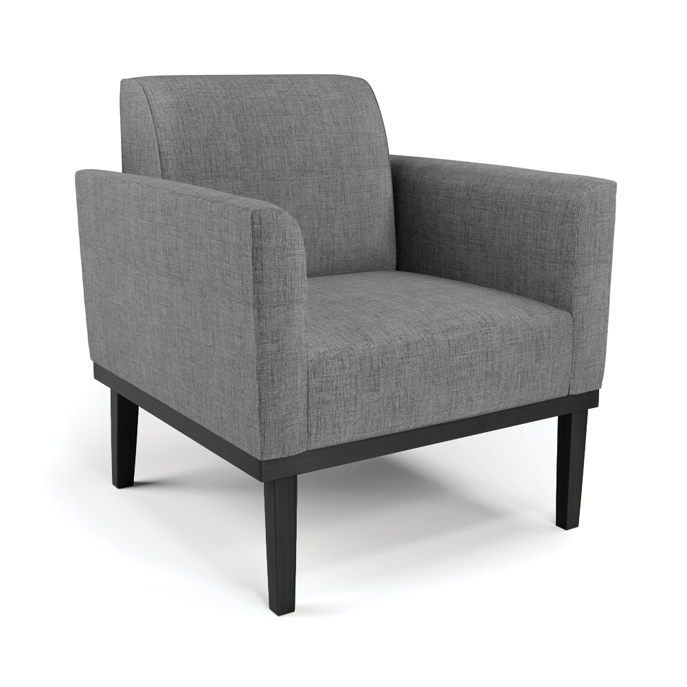 Conjunto 2 Poltronas e 1 Namoradeira Decorativa Isabella Pés Fixo em Madeira Preto Linho Cinza Mesclado G19 - Gran Belo
