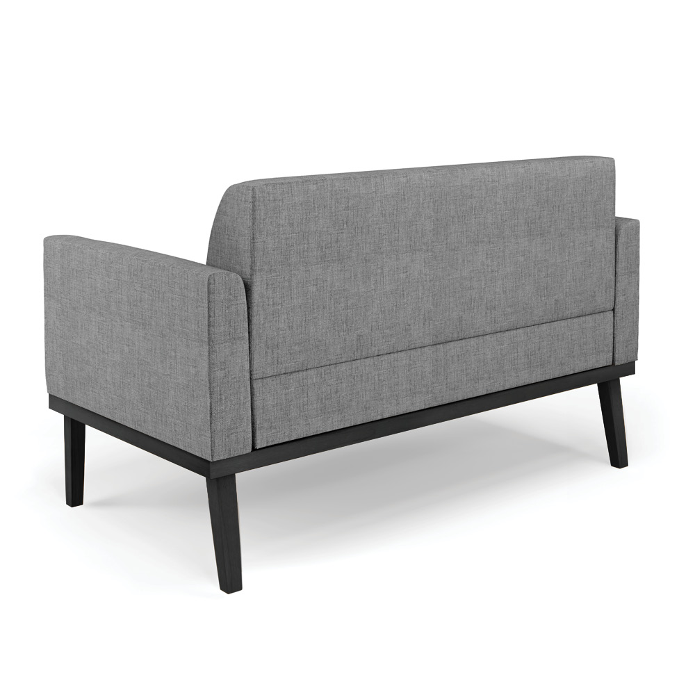 Conjunto 2 Poltronas e 1 Namoradeira Decorativa Isabella Pés Fixo em Madeira Preto Linho Cinza Mesclado G19 - Gran Belo