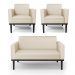 Conjunto 2 Poltronas e 1 Namoradeira Decorativa Isabella Pés Fixo em Madeira Preto PU Bege G19 - Gran Belo