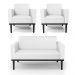 Conjunto 2 Poltronas e 1 Namoradeira Decorativa Isabella Pés Fixo em Madeira Preto PU Branco G19 - Gran Belo