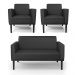 Conjunto 2 Poltronas e 1 Namoradeira Decorativa Isabella Pés Fixo em Madeira Preto PU Preto G19 - Gran Belo