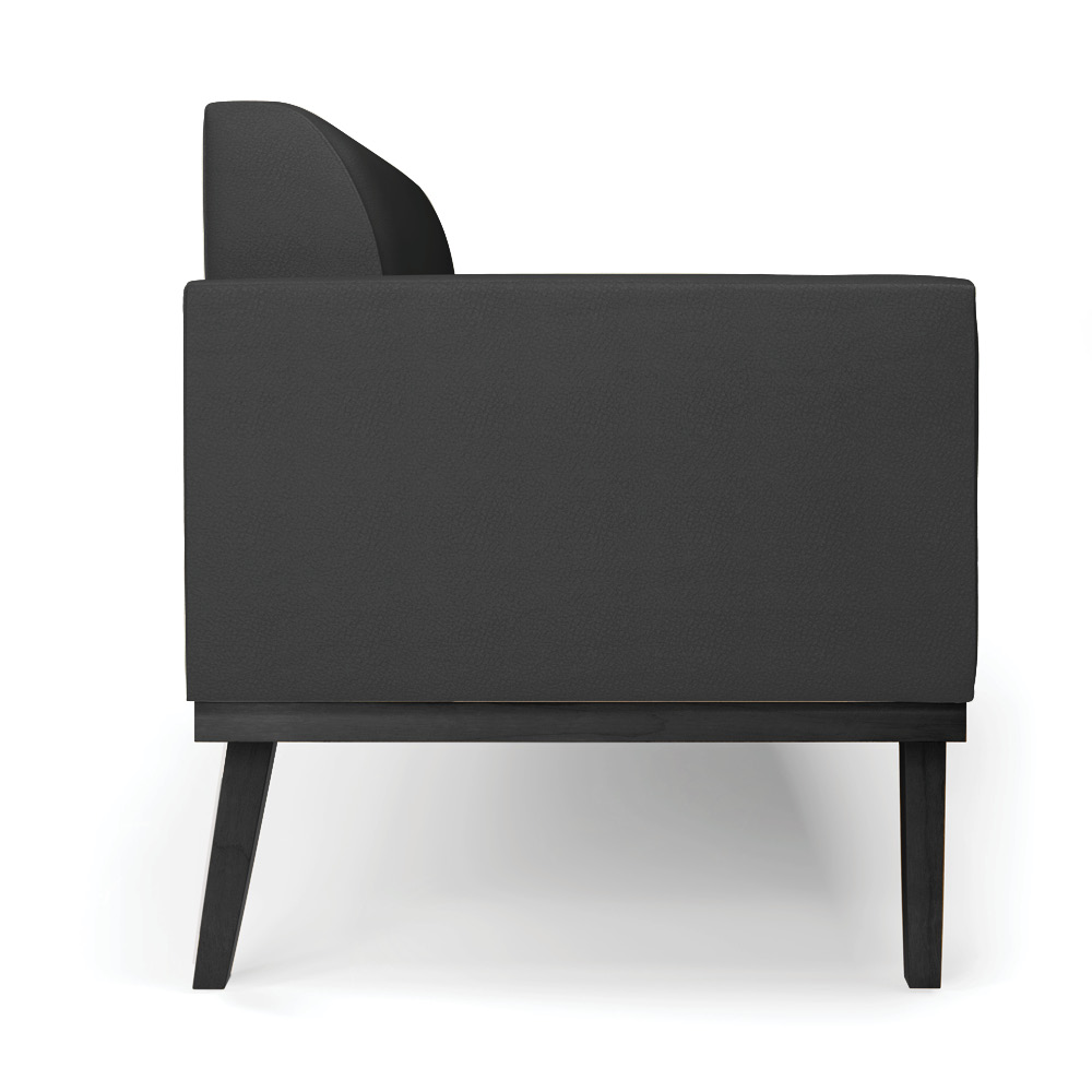 Conjunto 2 Poltronas e 1 Namoradeira Decorativa Isabella Pés Fixo em Madeira Preto PU Preto G19 - Gran Belo