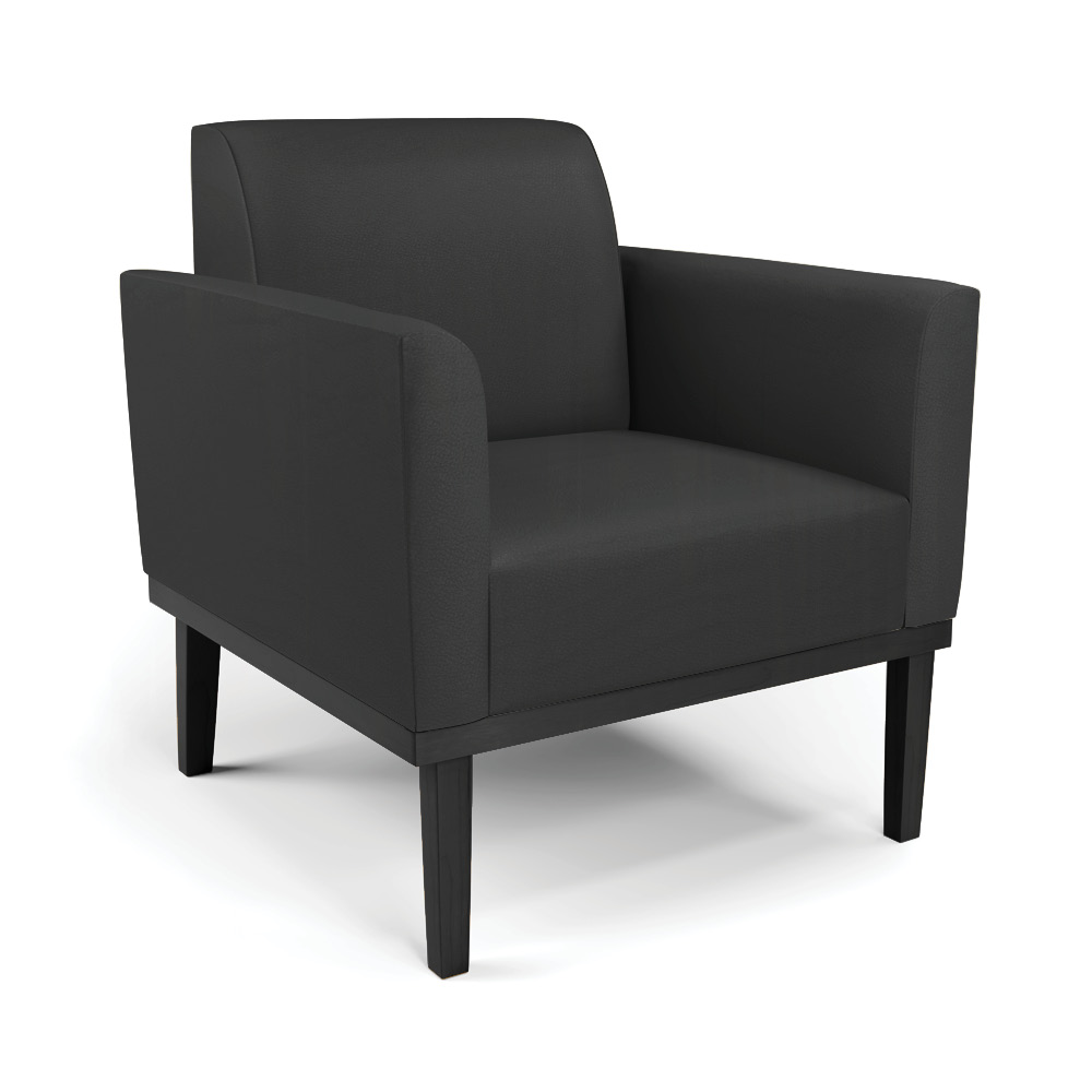 Conjunto 2 Poltronas e 1 Namoradeira Decorativa Isabella Pés Fixo em Madeira Preto PU Preto G19 - Gran Belo