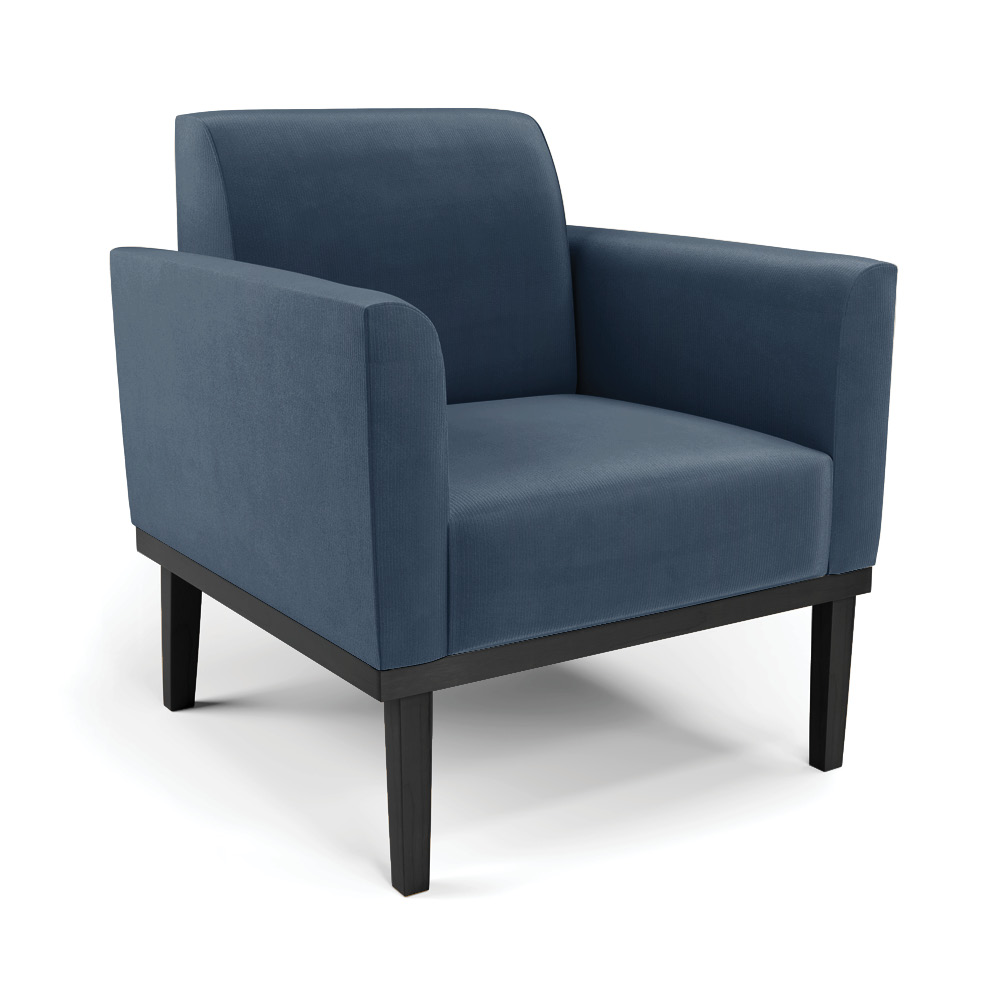 Conjunto 2 Poltronas e 1 Namoradeira Decorativa Isabella Pés Fixo em Madeira Preto Suede Azul Marinho G19 - Gran Belo