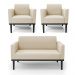 Conjunto 2 Poltronas e 1 Namoradeira Decorativa Isabella Pés Fixo em Madeira Preto Suede Bege G19 - Gran Belo