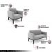 Conjunto 2 Poltronas e 1 Namoradeira Decorativa Isabella Pés Fixo em Madeira Preto Suede Cinza G19 - Gran Belo