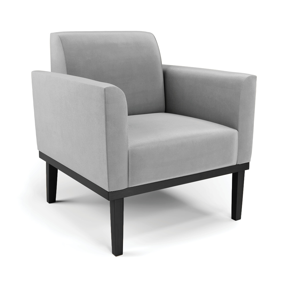 Conjunto 2 Poltronas e 1 Namoradeira Decorativa Isabella Pés Fixo em Madeira Preto Suede Cinza G19 - Gran Belo