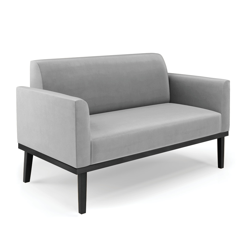 Conjunto 2 Poltronas e 1 Namoradeira Decorativa Isabella Pés Fixo em Madeira Preto Suede Cinza G19 - Gran Belo