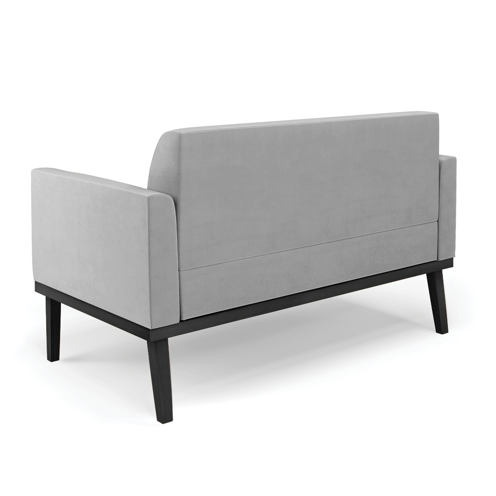 Conjunto 2 Poltronas e 1 Namoradeira Decorativa Isabella Pés Fixo em Madeira Preto Suede Cinza G19 - Gran Belo