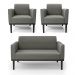Conjunto 2 Poltronas e 1 Namoradeira Decorativa Isabella Pés Fixo em Madeira Preto Suede Grafite G19 - Gran Belo