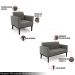 Conjunto 2 Poltronas e 1 Namoradeira Decorativa Isabella Pés Fixo em Madeira Preto Suede Grafite G19 - Gran Belo