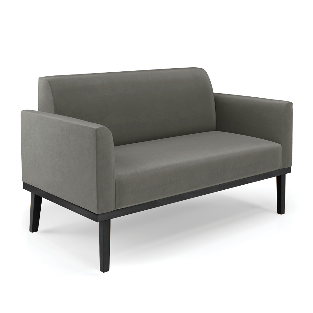 Conjunto 2 Poltronas e 1 Namoradeira Decorativa Isabella Pés Fixo em Madeira Preto Suede Grafite G19 - Gran Belo