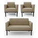Conjunto 2 Poltronas e 1 Namoradeira Decorativa Isabella Pés Fixo em Madeira Preto Suede Nude G19 - Gran Belo