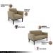Conjunto 2 Poltronas e 1 Namoradeira Decorativa Isabella Pés Fixo em Madeira Preto Suede Nude G19 - Gran Belo