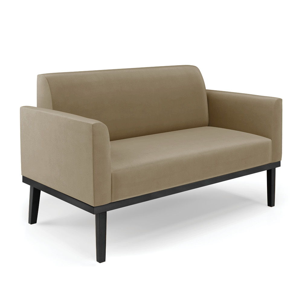 Conjunto 2 Poltronas e 1 Namoradeira Decorativa Isabella Pés Fixo em Madeira Preto Suede Nude G19 - Gran Belo