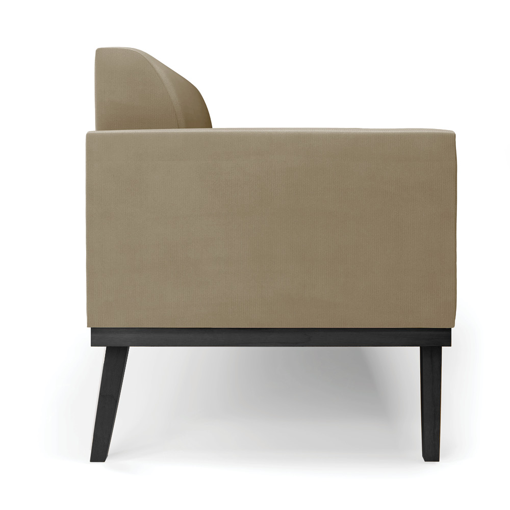 Conjunto 2 Poltronas e 1 Namoradeira Decorativa Isabella Pés Fixo em Madeira Preto Suede Nude G19 - Gran Belo