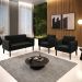 Conjunto 2 Poltronas e 1 Namoradeira Decorativa Isabella Pés Fixo em Madeira Preto Suede Preto G19 - Gran Belo