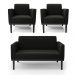 Conjunto 2 Poltronas e 1 Namoradeira Decorativa Isabella Pés Fixo em Madeira Preto Suede Preto G19 - Gran Belo