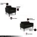Conjunto 2 Poltronas e 1 Namoradeira Decorativa Isabella Pés Fixo em Madeira Preto Suede Preto G19 - Gran Belo