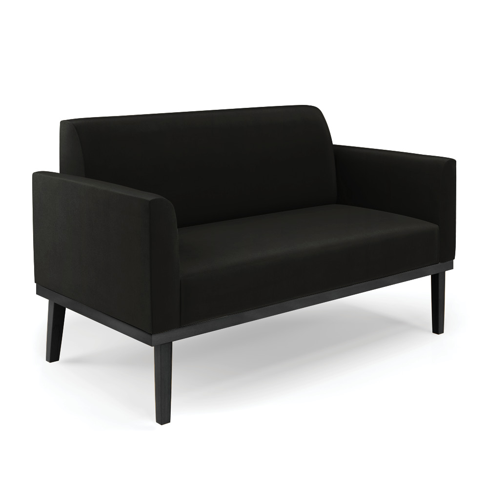 Conjunto 2 Poltronas e 1 Namoradeira Decorativa Isabella Pés Fixo em Madeira Preto Suede Preto G19 - Gran Belo