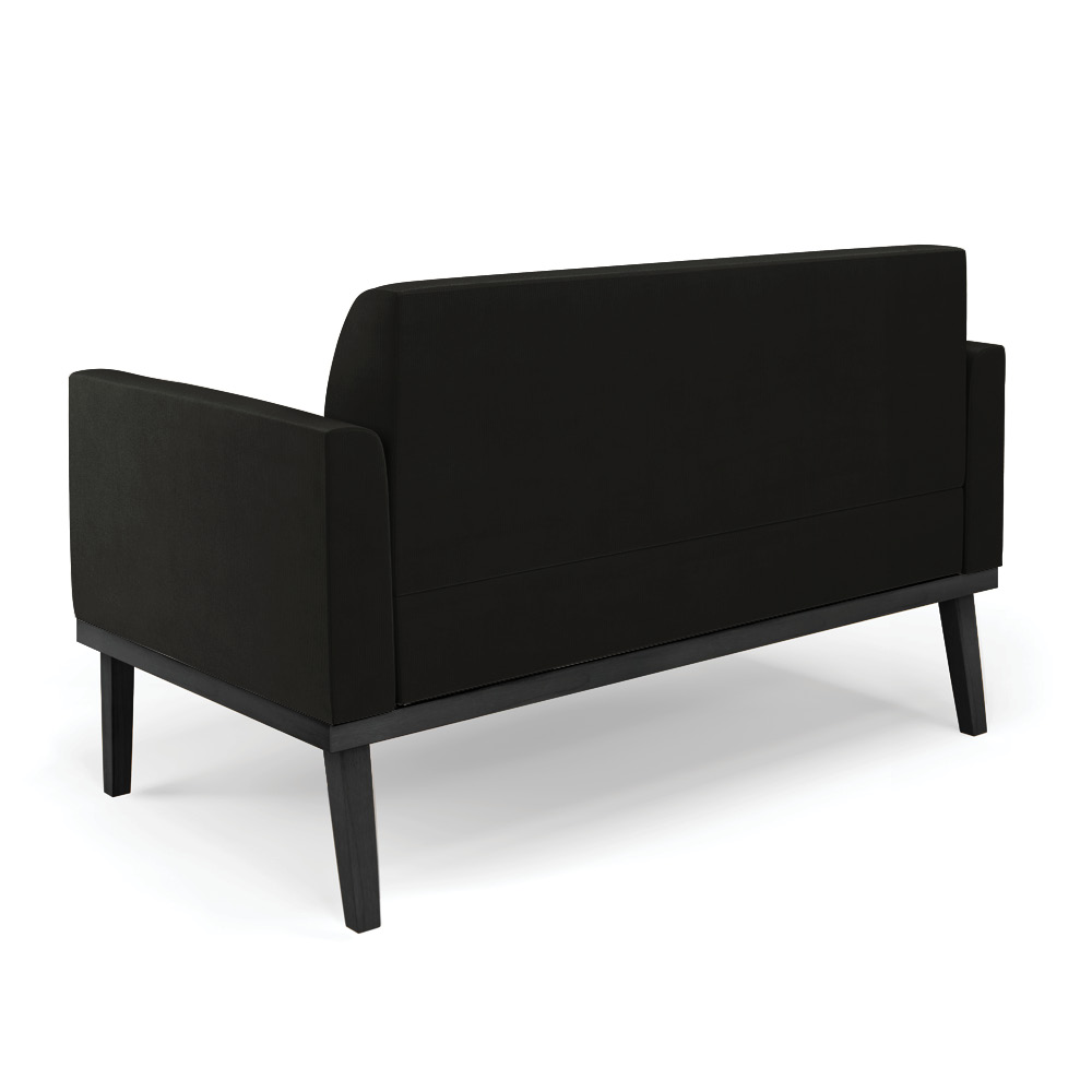 Conjunto 2 Poltronas e 1 Namoradeira Decorativa Isabella Pés Fixo em Madeira Preto Suede Preto G19 - Gran Belo