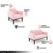 Conjunto 2 Poltronas e 1 Namoradeira Decorativa Isabella Pés Fixo em Madeira Preto Suede Rosa Bebê G19 - Gran Belo