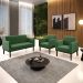 Conjunto 2 Poltronas e 1 Namoradeira Decorativa Isabella Pés Fixo em Madeira Preto Suede Verde G19 - Gran Belo