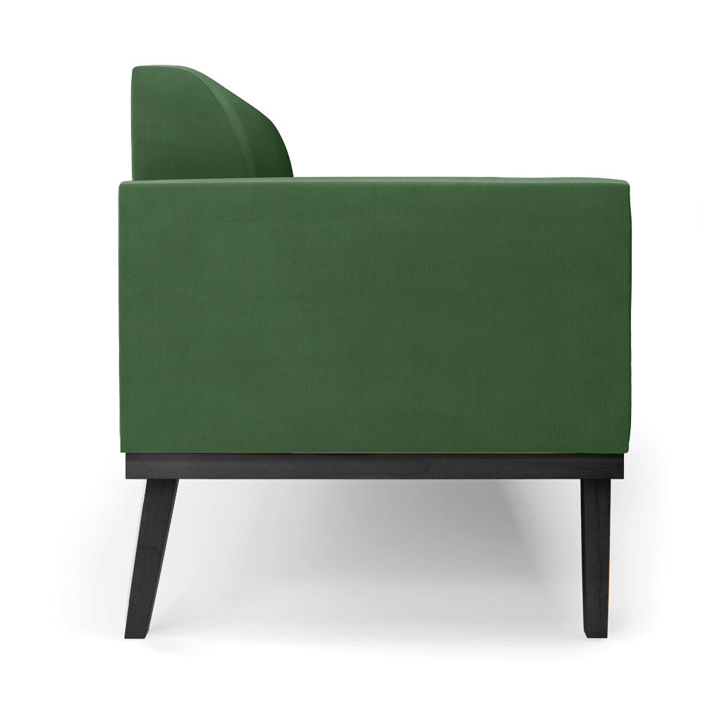 Conjunto 2 Poltronas e 1 Namoradeira Decorativa Isabella Pés Fixo em Madeira Preto Suede Verde G19 - Gran Belo