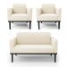 Conjunto 2 Poltronas e 1 Namoradeira Decorativa Isabella Pés Fixo em Madeira Preto Veludo Bege G19 - Gran Belo