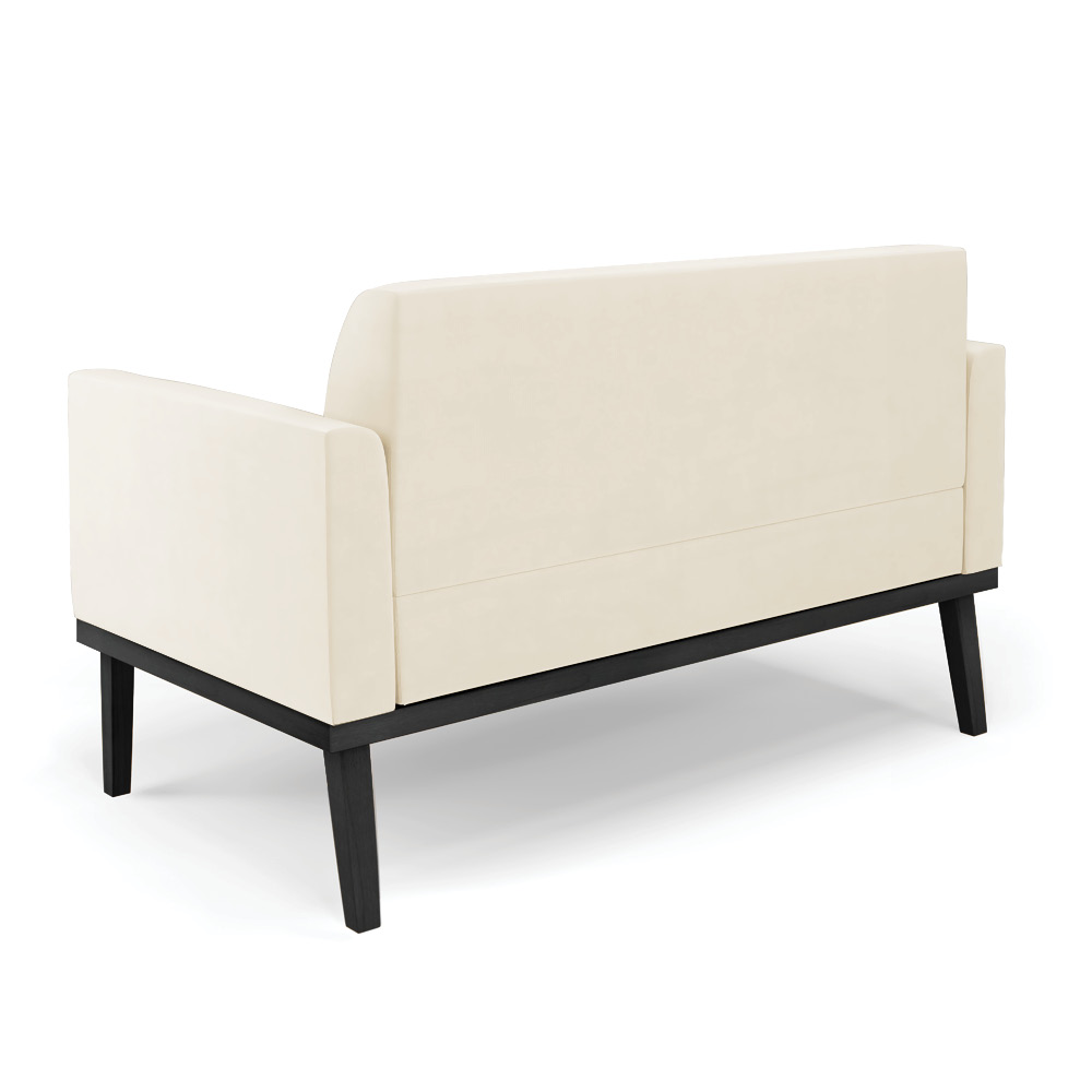 Conjunto 2 Poltronas e 1 Namoradeira Decorativa Isabella Pés Fixo em Madeira Preto Veludo Bege G19 - Gran Belo