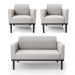 Conjunto 2 Poltronas e 1 Namoradeira Decorativa Isabella Pés Fixo em Madeira Preto Veludo Cinza G19 - Gran Belo