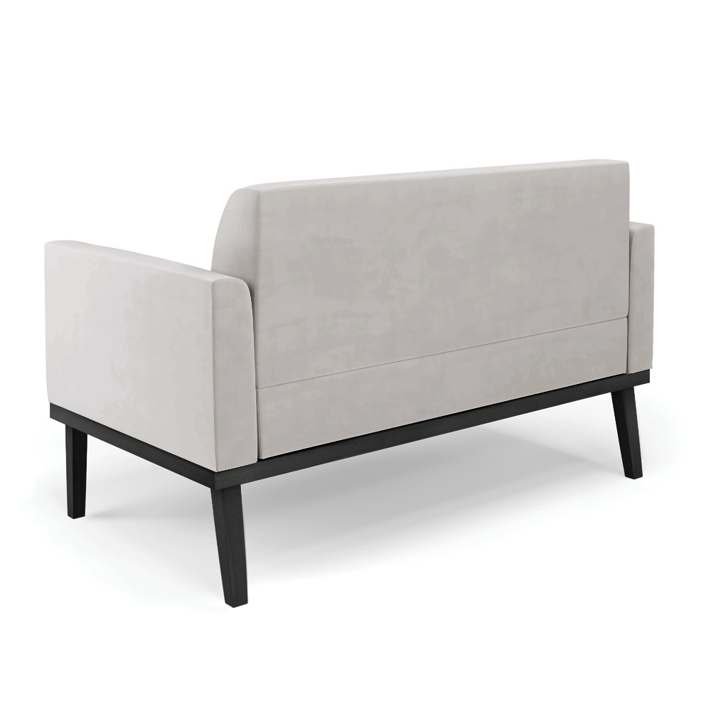 Conjunto 2 Poltronas e 1 Namoradeira Decorativa Isabella Pés Fixo em Madeira Preto Veludo Cinza G19 - Gran Belo