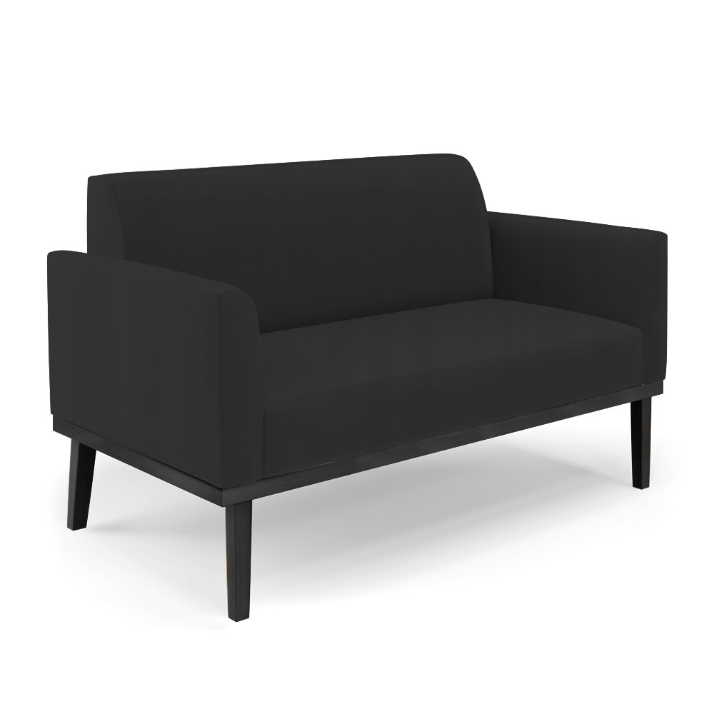 Conjunto 2 Poltronas e 1 Namoradeira Decorativa Isabella Pés Fixo em Madeira Preto Veludo Preto G19 - Gran Belo