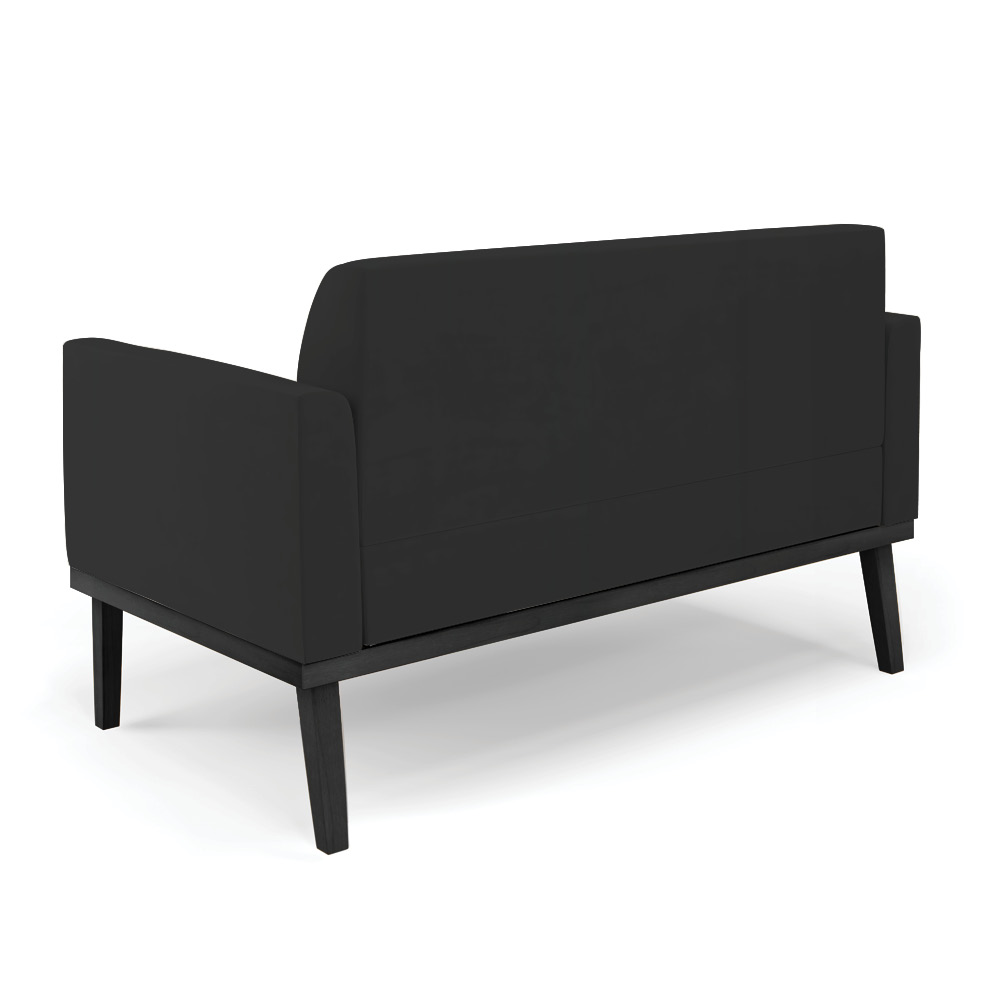 Conjunto 2 Poltronas e 1 Namoradeira Decorativa Isabella Pés Fixo em Madeira Preto Veludo Preto G19 - Gran Belo