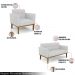Conjunto 2 Poltronas e 1 Namoradeira Decorativa Karen Pés Fixo em Madeira Castanho Linho Cinza G19 - Gran Belo