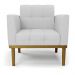 Conjunto 2 Poltronas e 1 Namoradeira Decorativa Karen Pés Fixo em Madeira Castanho Linho Cinza G19 - Gran Belo