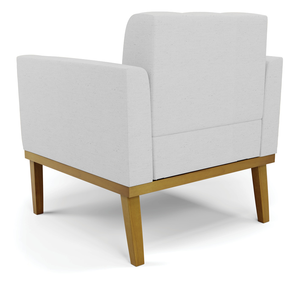 Conjunto 2 Poltronas e 1 Namoradeira Decorativa Karen Pés Fixo em Madeira Castanho Linho Cinza G19 - Gran Belo