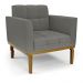 Conjunto 2 Poltronas e 1 Namoradeira Decorativa Karen Pés Fixo em Madeira Castanho Linho Cinza Mesclado G19 - Gran Belo