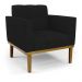 Conjunto 2 Poltronas e 1 Namoradeira Decorativa Karen Pés Fixo em Madeira Castanho Linho Preto G19 - Gran Belo