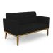 Conjunto 2 Poltronas e 1 Namoradeira Decorativa Karen Pés Fixo em Madeira Castanho Linho Preto G19 - Gran Belo