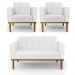 Conjunto 2 Poltronas e 1 Namoradeira Decorativa Karen Pés Fixo em Madeira Castanho PU Branco G19 - Gran Belo