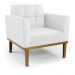 Conjunto 2 Poltronas e 1 Namoradeira Decorativa Karen Pés Fixo em Madeira Castanho PU Branco G19 - Gran Belo