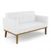 Conjunto 2 Poltronas e 1 Namoradeira Decorativa Karen Pés Fixo em Madeira Castanho PU Branco G19 - Gran Belo
