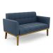 Conjunto 2 Poltronas e 1 Namoradeira Decorativa Karen Pés Fixo em Madeira Castanho Suede Azul Marinho G19 - Gran Belo