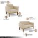 Conjunto 2 Poltronas e 1 Namoradeira Decorativa Karen Pés Fixo em Madeira Castanho Suede Bege G19 - Gran Belo