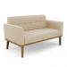 Conjunto 2 Poltronas e 1 Namoradeira Decorativa Karen Pés Fixo em Madeira Castanho Suede Bege G19 - Gran Belo
