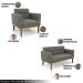 Conjunto 2 Poltronas e 1 Namoradeira Decorativa Karen Pés Fixo em Madeira Castanho Suede Grafite G19 - Gran Belo
