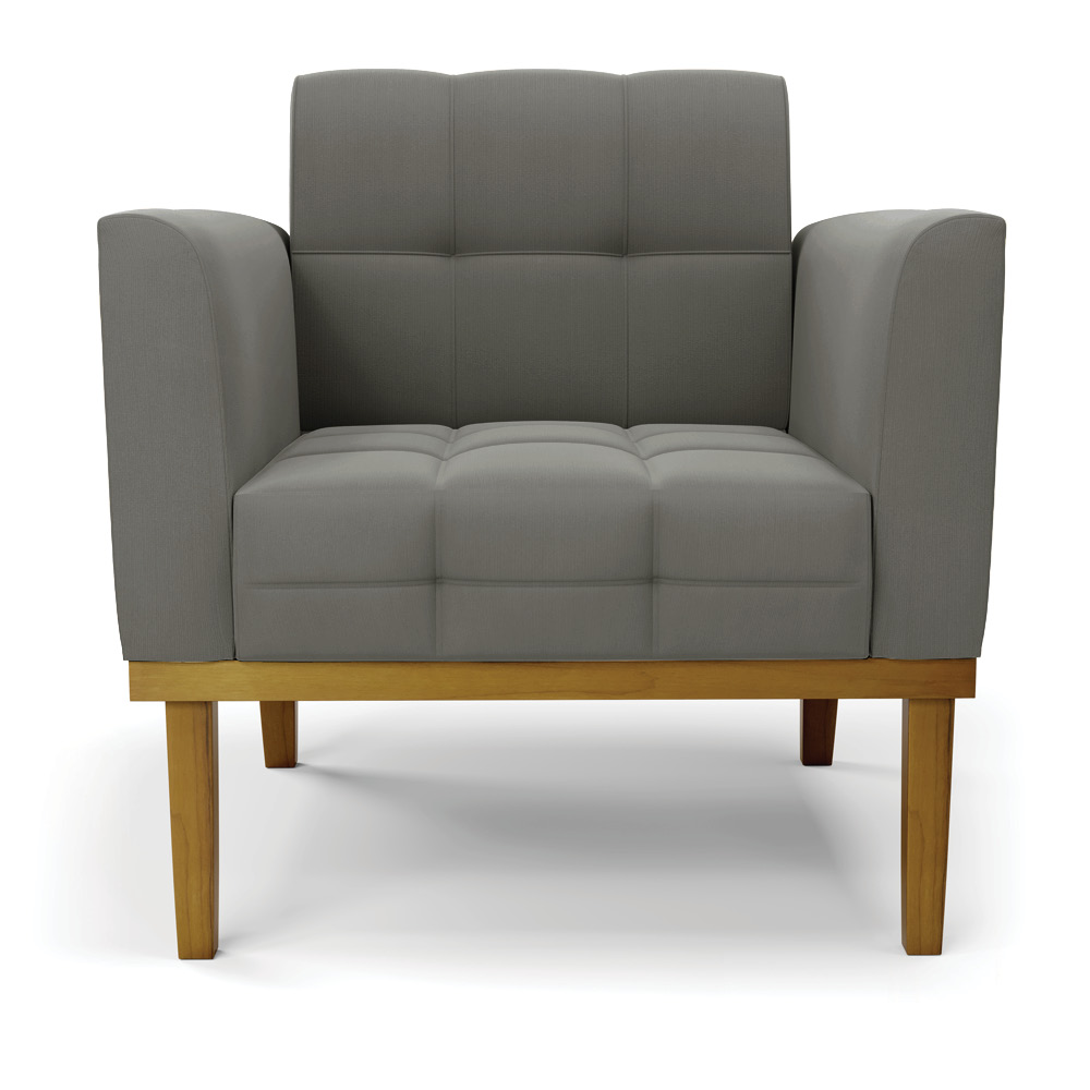 Conjunto 2 Poltronas e 1 Namoradeira Decorativa Karen Pés Fixo em Madeira Castanho Suede Grafite G19 - Gran Belo